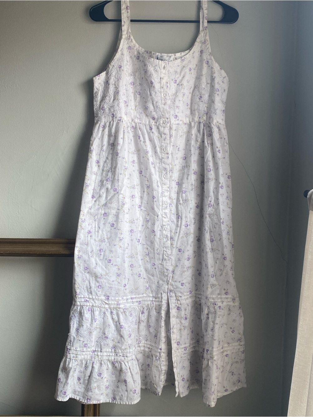 Floral Nightgown with Lavender Print